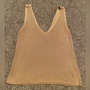 Gold Colored Sweater V-Neck Tank Top